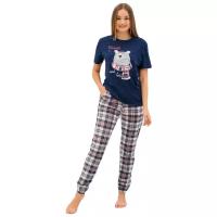 Пижама женская с брюками и футболкой/комплект/ домашняя одежда для женщин /костюм со штанами для дома/синий