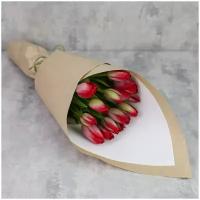 Букет из 15 тюльпанов «Красные тюльпаны в крафте