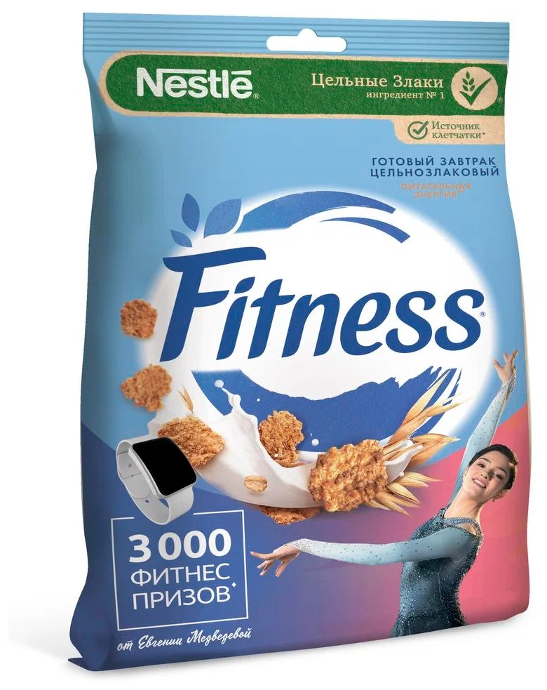 Готовый завтрак Nestle Fitness хлопья из цельной пшеницы, пакет