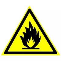 Предупреждающие знаки. W 01 Пожароопасно Легковоспламеняющиеся вещества ГОСТ 12.4.026-2015. Размер 150х150 мм. 1 шт