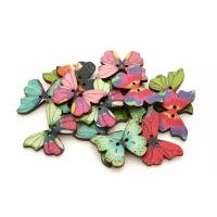 872-DB Пуговицы декоративные Бабочки 20 шт. 2.8 см. цветные