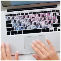 Наклейки на клавиатуру с русскими буквами VEROL «Флюид розовый» аксессуары для ноутбука, наклейки для клавиатуры, буквы на клавиатуру, для компьютера