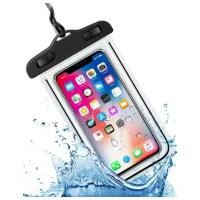 Водонепроницаемый непромокаемый герметичный чехол для телефона до 6.7 дюймов, для съемки под водой и документов, размер XL, светящийся, чёрный