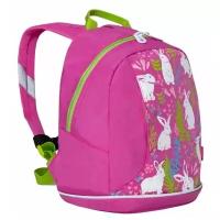 Рюкзак детский Grizzly, для девочек 5-6 лет, принт Зайчики, розовый