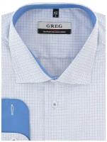 Рубашка мужская длинный рукав GREG 124/139/1176/Z/1_GB, Полуприталенный силуэт / Regular fit, цвет Голубой, рост 174-184, размер ворота 44
