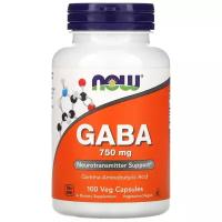 Аминокислота NOW GABA 750 mg (100 капсул)