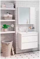 Мебель для ванной / Runo / Манхэттен 75 /белый/ подвесная / тумба с раковиной Оскар 75 / шкаф для ванной / зеркало для ванной
