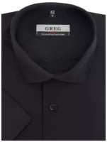 Рубашка мужская короткий рукав GREG 340/109/BLK/Z, Полуприталенный силуэт / Regular fit, цвет Черный, рост 174-184, размер ворота 43