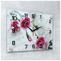 Часы настенные 21 век "Розовые гвоздики", 25*35 см
