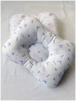 Детская подушка для новорожденных / Мягкая подушка детская ортопедическая / Подушка для малыша с анатомической выемкой гипоаллергенная