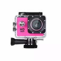 Цифровая экшн-камера Full HD PRO 1080P. SD-карта 16GB в комплекте. Цвет розовый