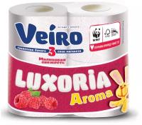 Туалетная бумага Veiro Luxoria Aroma Малиновая свежесть трехслойная 4 рул.