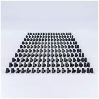 Комплект наборных призматических ценников: серебро на черном фоне, высота 6мм, упаковка 180 штук