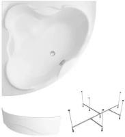 Акриловая ванна 140х140 см Lavinia Boho Elegant набор 3 в 1 S2-37050140: угловая ванна, металлический каркас, лицевой экран