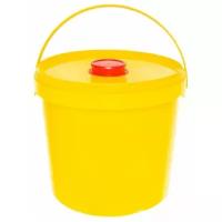Ёмкость-контейнер для сбора острого инструмента 5 литров с иглосъемником желтый