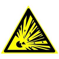 Предупреждающие знаки. W 02 Взрывоопасн ГОСТ 12.4.026-2015. Размер 200х200 мм. 1 шт
