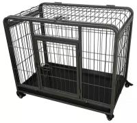 Клетка на колесах для животных до 20кг, DUVO+ "Heavy Duty Crate", две двери, чёрная 79х53х61см