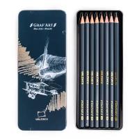 Набор чернографитных карандашей Малевичъ Graf'Art, металлическая коробка, 8 шт
