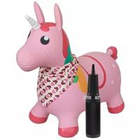 Прыгун Розовый единорог Мечта, детская надувная развивающая игрушка-тренажер (в комплекте с насосом и платком-банданой)