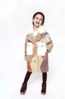 Детская меховая ШУБА для девочки 110-122 из овчины с геометрическим орнаментом бренд d hehtashev