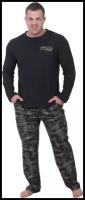 Мужская пижама Гранж Графит размер 50 Кулирка Оптима трикотаж футболка с длиным рукавом штаны с карманами