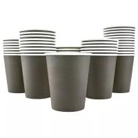 Набор одноразовых бумажных стаканов, 350 мл, 50 шт., черный, однослойные; для кофе, чая, холодных и горячих напитков