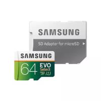 Карта памяти Samsung Evo Select MicroSD 64Gb + Adapter SD MB- ME64HA/AM