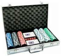 Без ТМ Набор для покера в алюминиевом кейсе 300 фишек (с номиналом)
