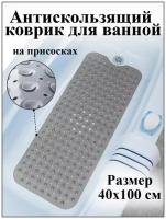 Коврик для ванной противоскользящий на присосках (прозрачный серый, 40*100 см)