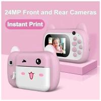 Детский фотоаппарат с мгновенной печатью фото Print Camera Котенок+CD карта 32GB (розово/белый)