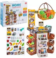 Детский игровой модуль Магазин Супермаркет с корзиной 47 предметов, со светом и звуком / Магазин игрушечный для детей 668-87