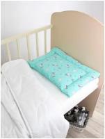 Хлопковый мир / Подушка для малыша 40*60 см. в детскую кроватку, голубой, единороги