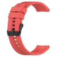 Cиликоновый ремешок для смарт-часов Samsung Galaxy Watch (ширина 20 мм) черная застежка, Red Glow Orange