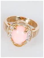 Кольцо Lotus Jewelry, бижутерный сплав, золочение, коралл, размер 17, розовый