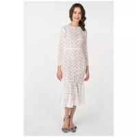 Кружевное платье миди с оборкой SS18-28-0639-FS Белый 40