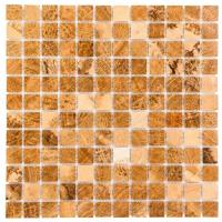 Мозаика из натурального мрамора Wooden Yellow DAO-607-23-4. Глянцевая. Размер 300х300мм. Толщина 4мм. Цвет желтый/коричневый. 1 лист. Площадь 0.09м2