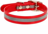 Ошейник Каскад со светоотражающей полосой красный для собак (12 мм (24-28 см), Красный)