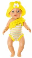 Купальник с жёлтой панамой для куклы Baby Born ростом 43 см