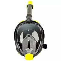 Полнолицевая маска для плавания (снорклинга) SARGAN Галактика Премиум цвет черный/желтый (L/XL)
