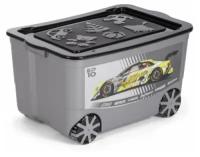 Контейнер для игрушек elfplast "Kids Box" (колеса, темно-серый/черный) 449