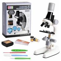 Микроскоп детский х1200 с контейнерами, баночками и приборами для опытов Линза, Лупа