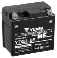 Аккумулятор мотоциклетный Yuasa AGM 12V 4Ah сухозаряженный АКБ в комплекте с электролитом (YTX5L-BS(CP))