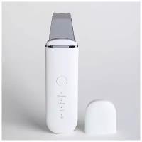 Ультразвуковой скруббер для кожи лица 7C-CPV01 устройство глубокой очистки с силиконовыми насадками, белый