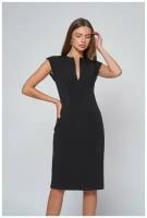 Черное платье футляр с глубоким вырезом 1001 DRESS (10410, черный, размер: 44)