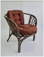 Кресло из натурального ротанга с кофейной подушкой Багама, цвет олива