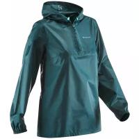 Куртка водонепроницаемая для походов на природе женская Raincut, размер: S/M, цвет: Насыщенный Тёмно-Бирюзовый QUECHUA Х Decathlon