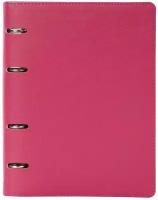 Тетрадь на кольцах со сменным блоком для учебы А5 (180х220 мм), 120 л., под фактурную кожу, Brauberg Joy, розовый/светло-розовый
