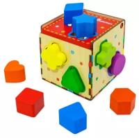 Сортер бизикубик деревянная мягкая игрушка монтессори для детей и малышей от 1 года, логика