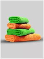 Набор полотенец 50х90, 70х140, оранжевый-салатовый