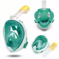 Подводная маска для плавания (снорклинга) Free Breath с креплением для экшн-камеры (бирюзовая, размер L/XL)